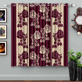 A Purple Printed  Polyester Window Curtain 1