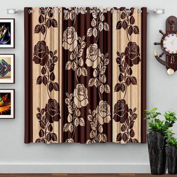 A Brown Printed  Polyester Window Curtain 1