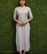 Women off-White Long Kurti Dress 