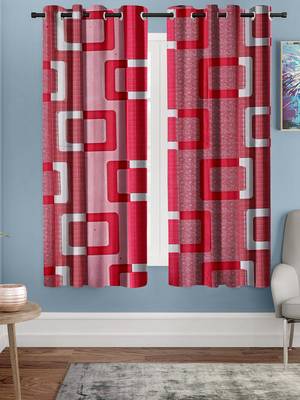 A Magenta Printed  Polyester Window Curtain 1