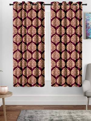 A Wine Printed  Polyester Window Curtain 1