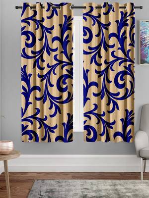 A Blue Printed  Polyester Window Curtain 1