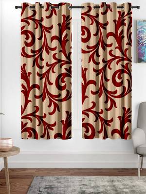 A Maroon Printed  Polyester Window Curtain 1