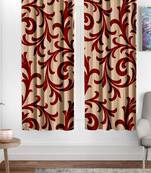 A Maroon Printed  Polyester Window Curtain