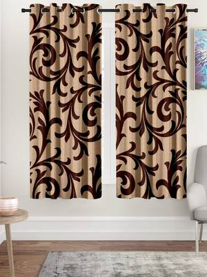 A Brown Printed  Polyester Window Curtain 1