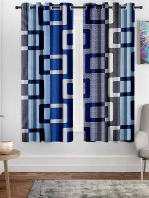 Royal Blue Printed polyester Window Curtain 1