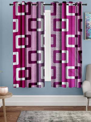 Magenta Blue Printed polyester Window Curtain 1