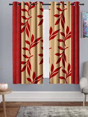 A Red Printed  Polyester Window Curtain 1