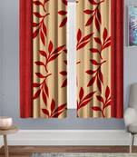 A Red Printed  Polyester Window Curtain