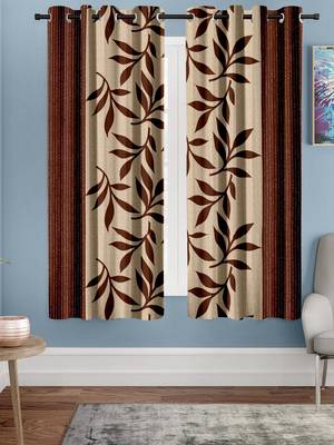 A Brown Printed  Polyester Window Curtain 1