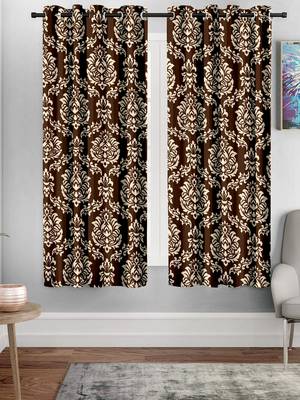 A Coffee Printed  Polyester Window Curtain 1