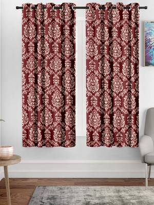 A Maroon Printed  Polyester Window Curtain 1