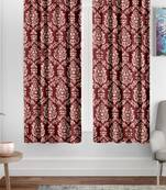 A Maroon Printed  Polyester Window Curtain