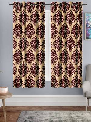 A dark Maroon Printed  Polyester Window Curtain 1
