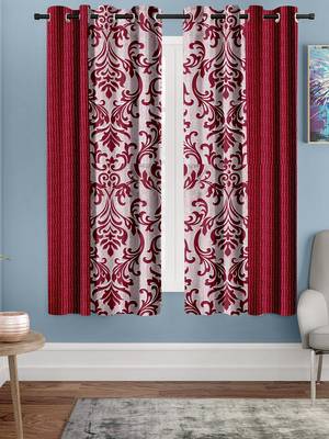A Blood Red Printed  Polyester Window Curtain 1