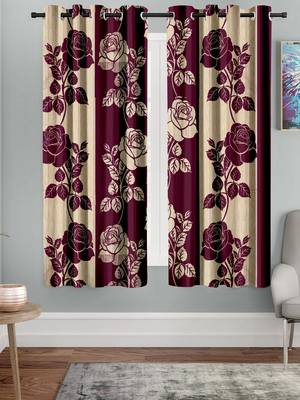 A Purple Printed  Polyester Window Curtain 1