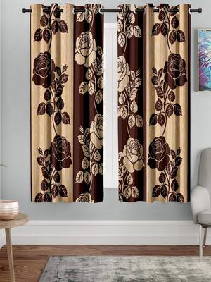 A Brown Printed  Polyester Window Curtain 1