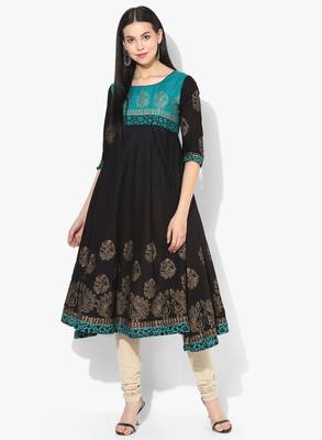 Varkha Fashion Cotton Round Neck Anarkali Kurta 1