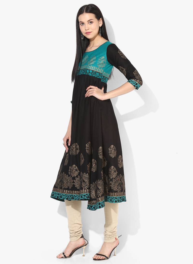 Varkha Fashion Cotton Round Neck Anarkali Kurta