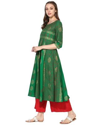 Varkha Fashion Cotton Round Neck Anarkali Kurta 2