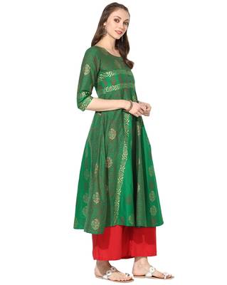 Varkha Fashion Cotton Round Neck Anarkali Kurta 3