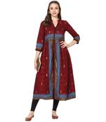 Varkha Fashion Cotton Mandarin Collar Anarkali Kurta