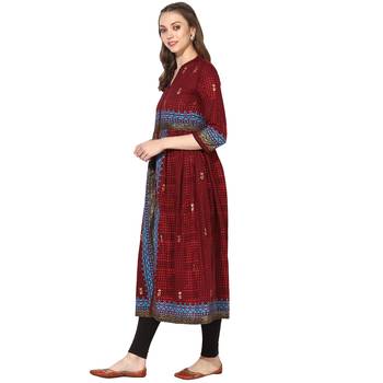 Varkha Fashion Cotton Mandarin Collar Anarkali Kurta 2