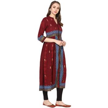 Varkha Fashion Cotton Mandarin Collar Anarkali Kurta 3