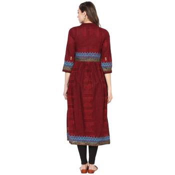 Varkha Fashion Cotton Mandarin Collar Anarkali Kurta 4