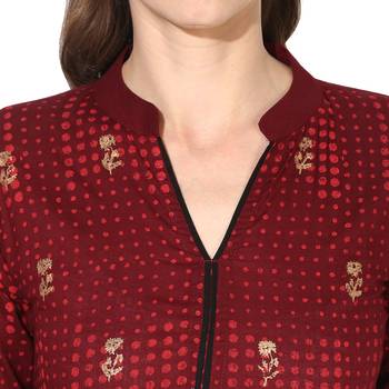 Varkha Fashion Cotton Mandarin Collar Anarkali Kurta 5