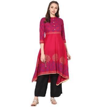 Varkha Fashion Cotton Mandarin Collar Anarkali Kurta 1