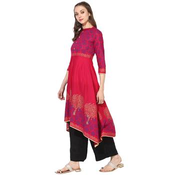 Varkha Fashion Cotton Mandarin Collar Anarkali Kurta 2