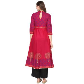 Varkha Fashion Cotton Mandarin Collar Anarkali Kurta 4