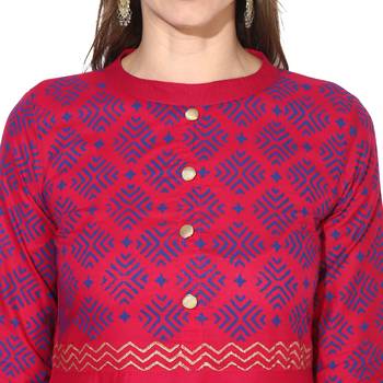 Varkha Fashion Cotton Mandarin Collar Anarkali Kurta 5