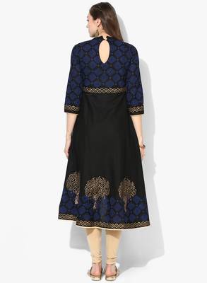 Varkha Fashion Cotton Mandarin Collar Anarkali Kurta 4
