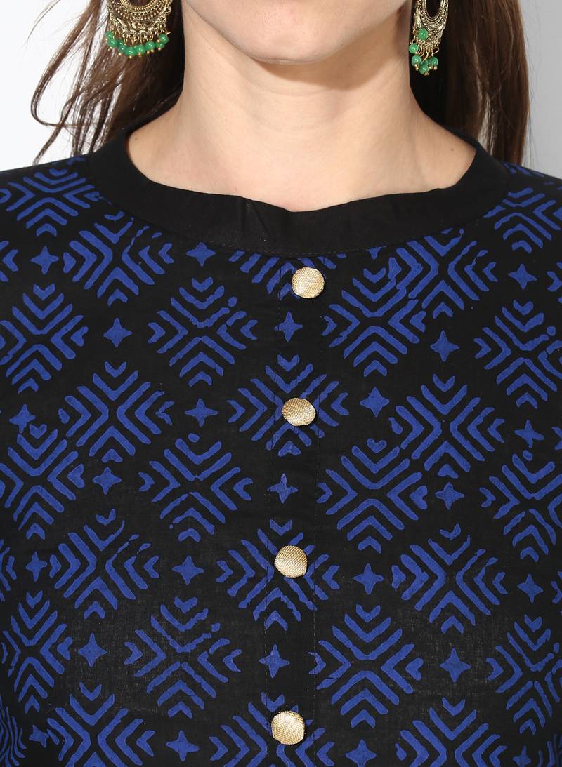 Varkha Fashion Cotton Mandarin Collar Anarkali Kurta