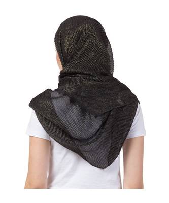 Stole for Women - Crinkled Cotton Mesh Sparkling Women's Stole - Black 4