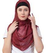Stole for Women - Crinkled Cotton Mesh Sparkling Women's Stole - Maroon