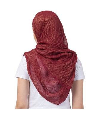 Stole for Women - Crinkled Cotton Mesh Sparkling Women's Stole - Maroon 4