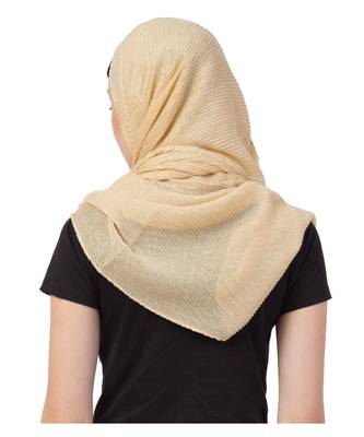 Stole for Women - Crinkled Cotton Mesh Sparkling Women's Stole - Golden 4