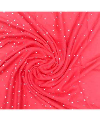 Stole For Women - Designer Due Drop Diamond Studed Cotton Hijab -Red 1
