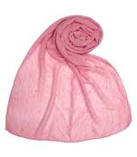Stole for Women - Fabric - Cotton - Premium Crush Diamond Work Stole - Pink