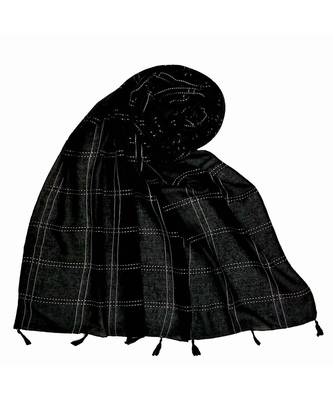 Stole for Women Choice - Most Sold - Designer Box Stole - Jet Black 1