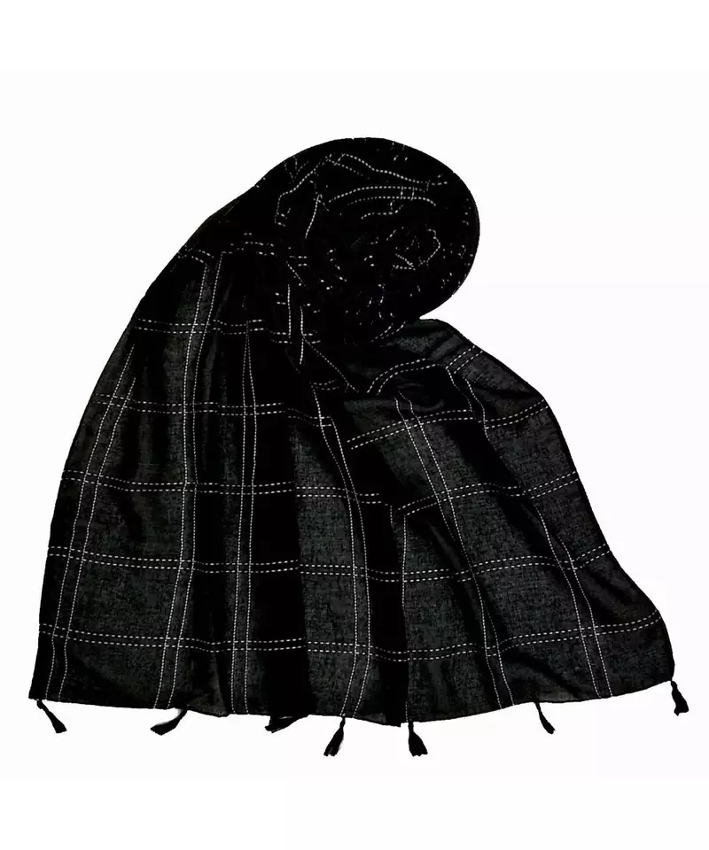 Stole for Women Choice - Most Sold - Designer Box Stole - Jet Black