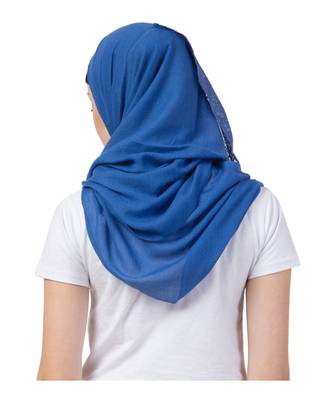 Stole For Women - Premium Cotton - Best Selling Product - Designer Diamond Studed Hand Work Hijab - Blue 3