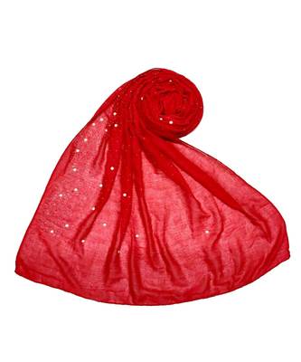 Stole For Women Choice - Premium Cotton Rain Drop Hijab - Red 1