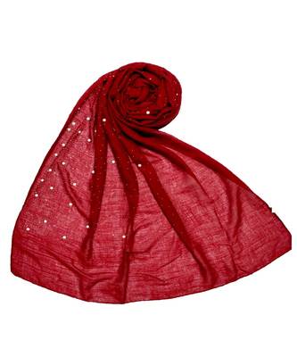 Stole For Women Choice - Premium Rich Cotton Rain Drop Hijab - Maroon 1