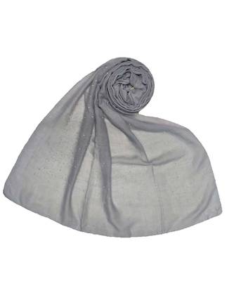Stole For Women Hand Picked Collection - Cotton Dew Dew Drop Diamond Studed All Over Stole - Light Grey 1