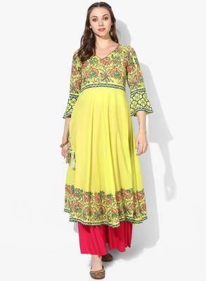 Varkha Fashion Cotton V-Neck Anarkali Kurta 1