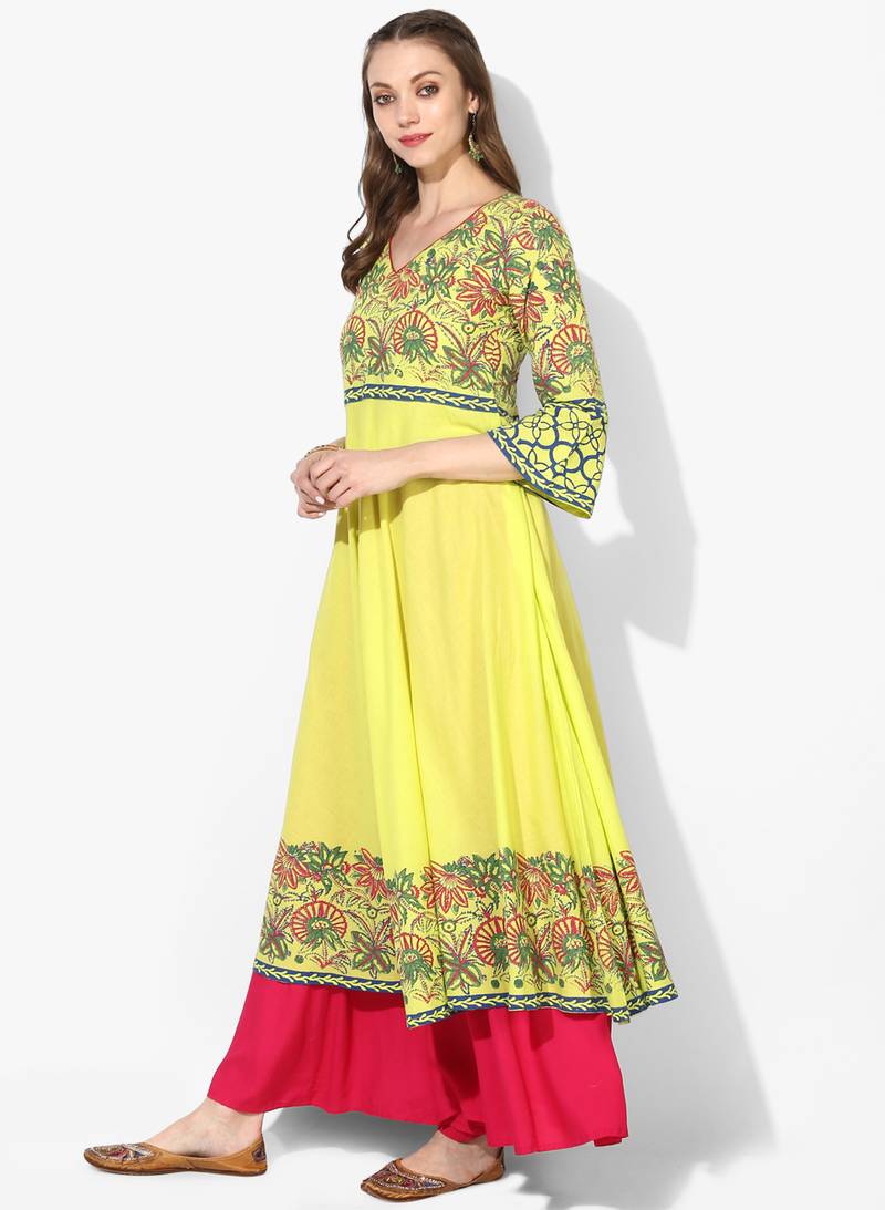 Varkha Fashion Cotton V-Neck Anarkali Kurta